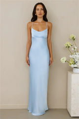 The Samara Satin Maxi Dress Blue