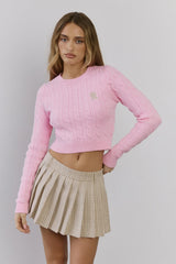 The Exclusive Cable Knit Rose Sweater Pink