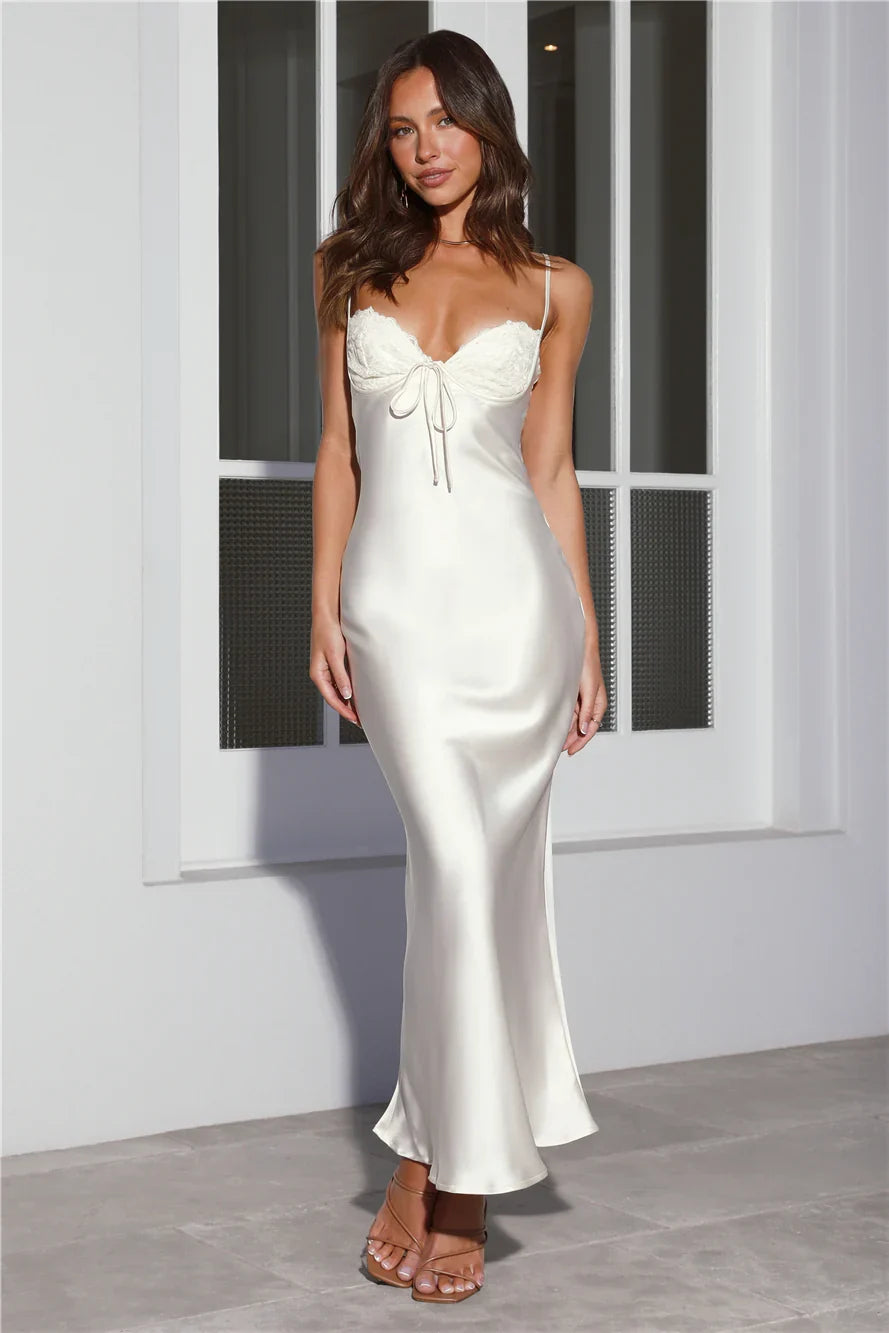 Stylist Things Satin Maxi Dress Champagne