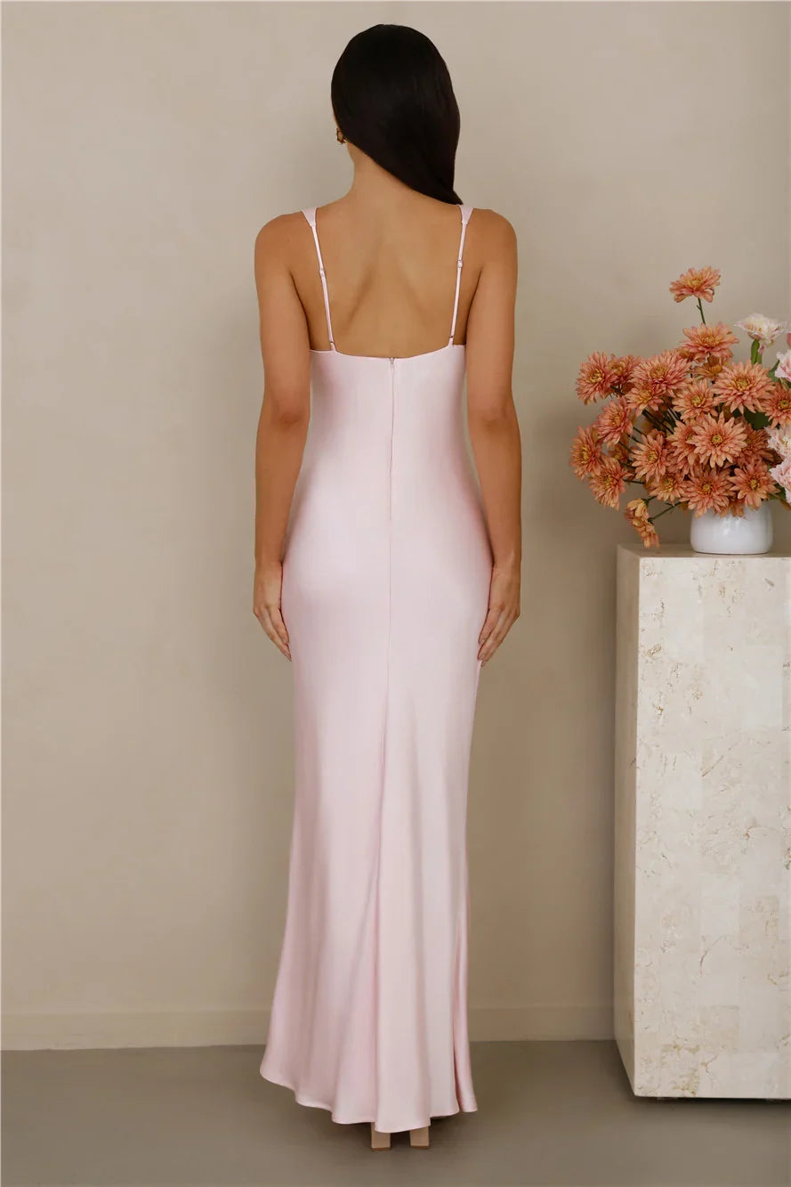 The Isabeau Satin Maxi Dress Pink