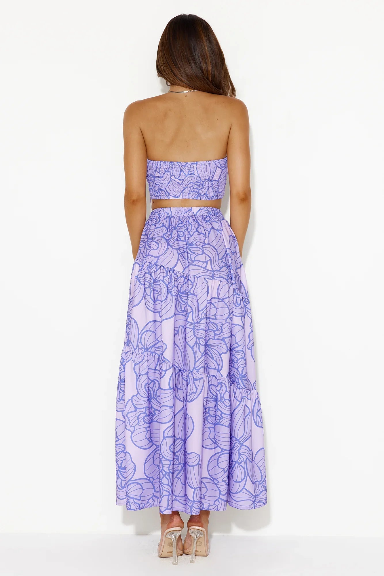 Swirls Surrounding Me Strapless Crop Top Purple