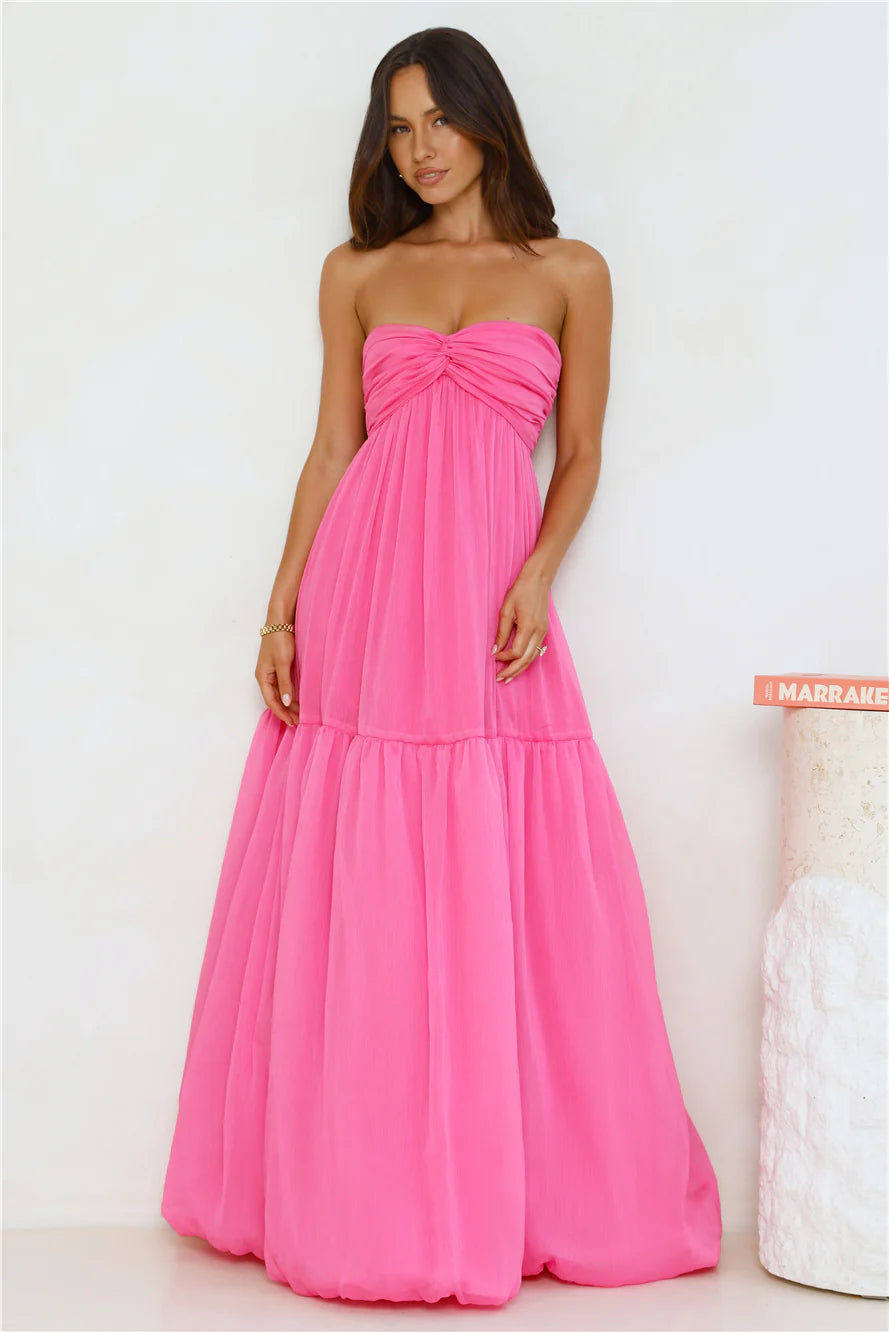 Unforgettable Style Strapless Maxi Dress Pink