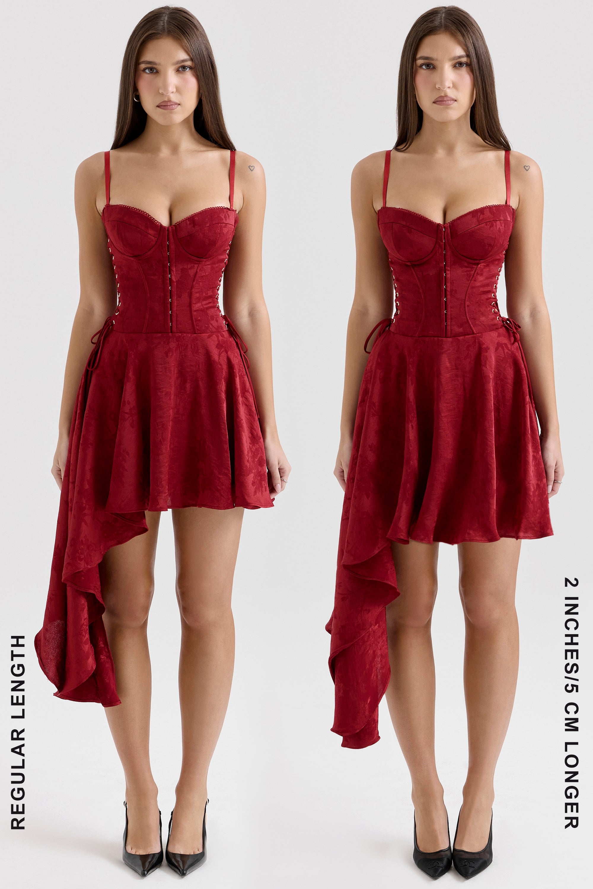Wine Jacquard Satin Draped Mini Dress