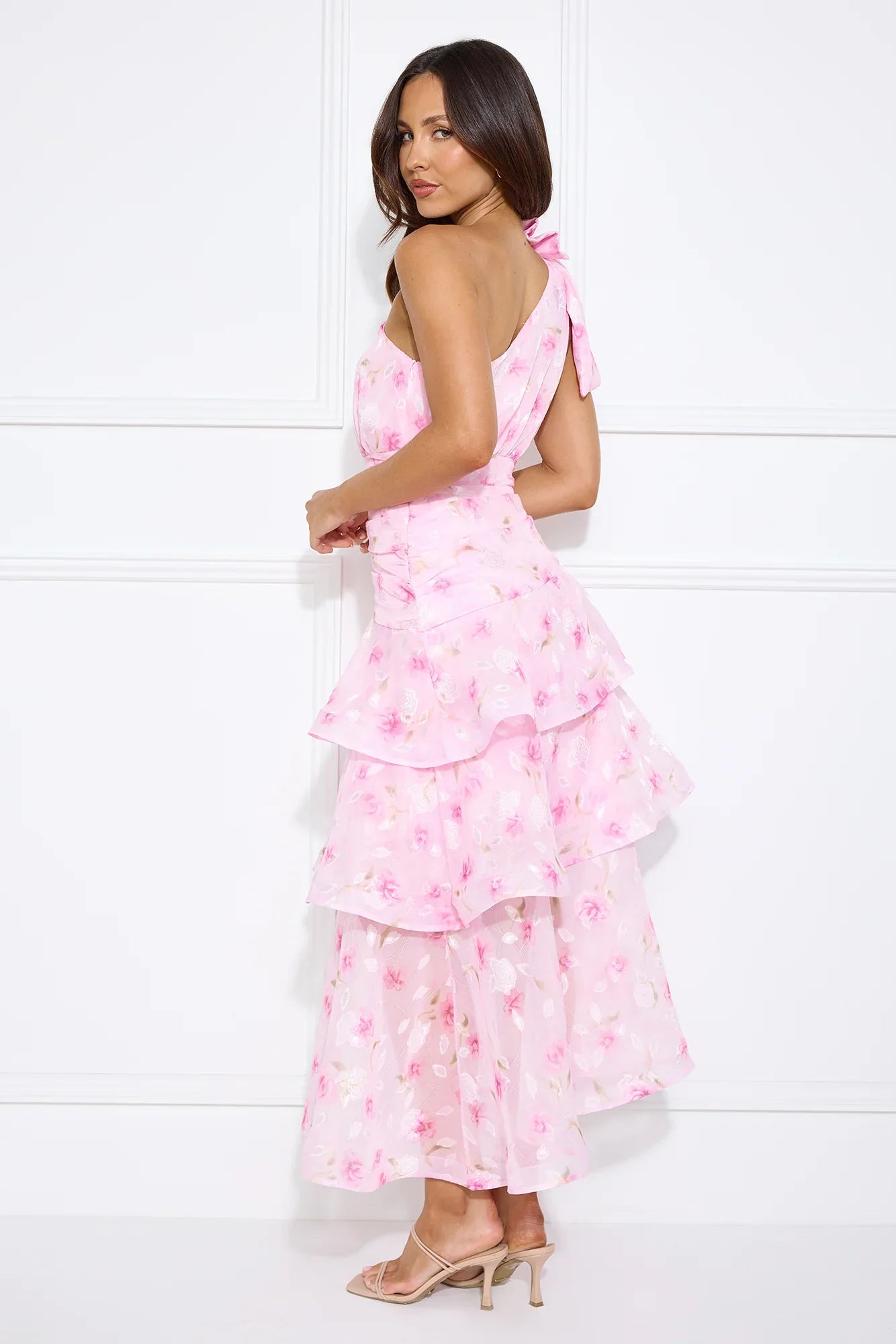Sunshine Eyes One Shoulder Maxi Dress Pink