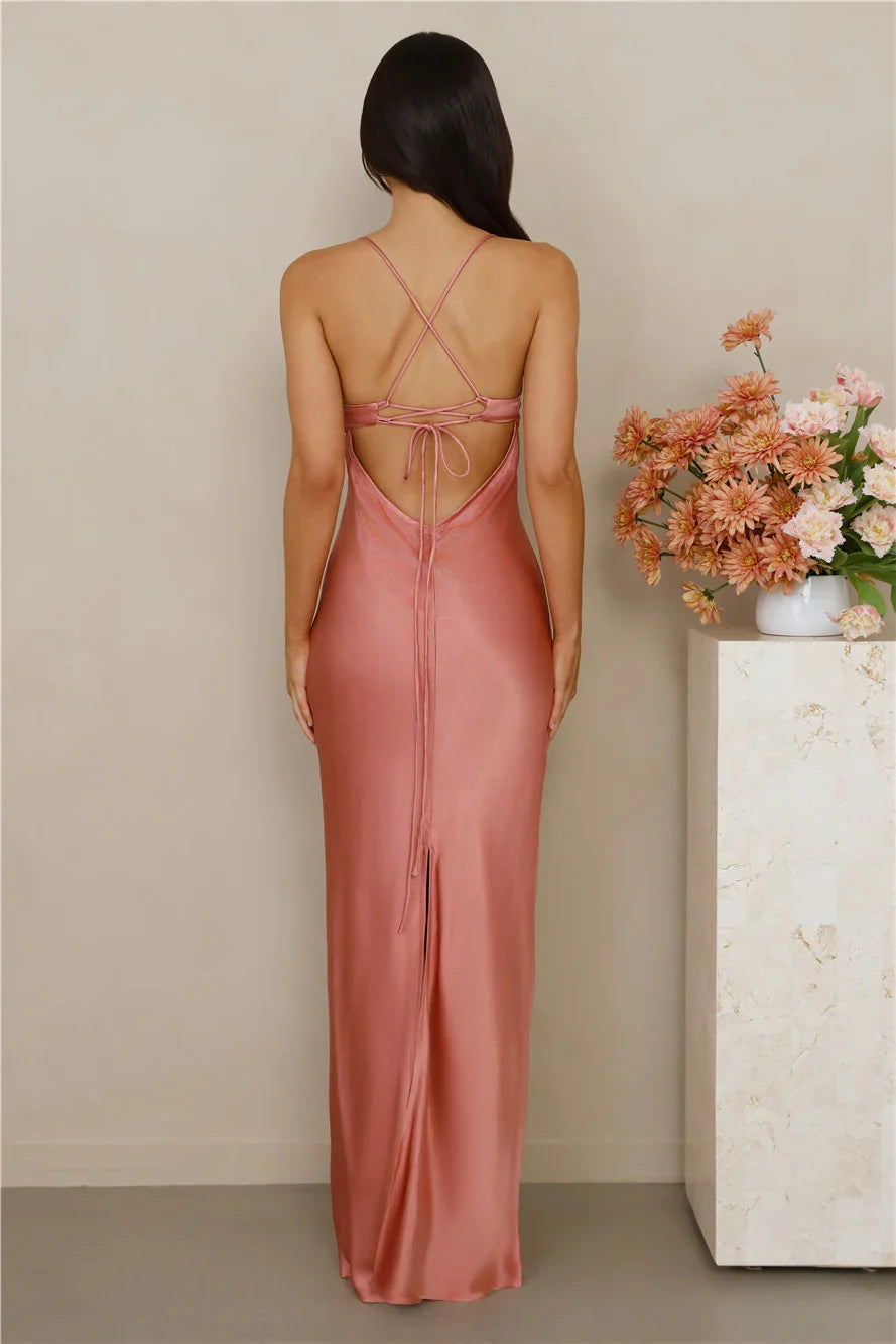 The Samara Satin Maxi Dress Rose